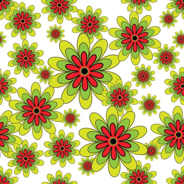 Vector illustration of Green flowers pattern