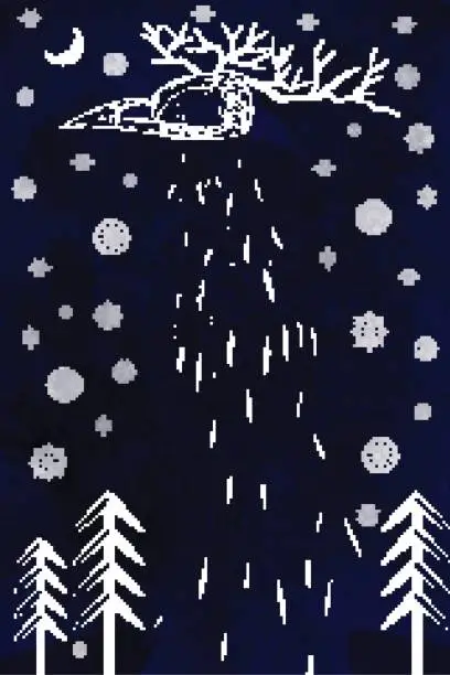 Vector illustration of Monster in winter forest