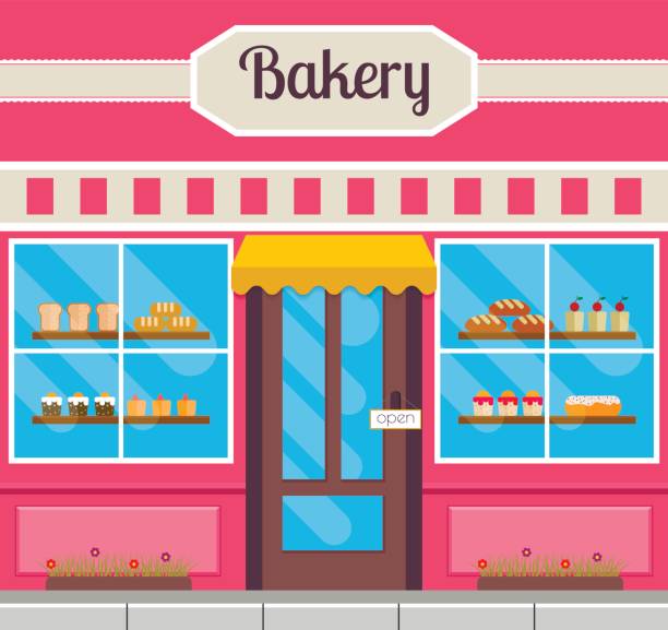 istock Bakery front or facade in flat style. Vector illustration of small business bake shop. 692400416