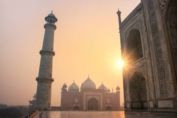 istock Answer from Taj Mahal base at sunrise, Agra, India 692402542