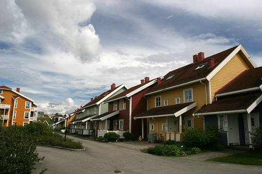 Norway village colored houses