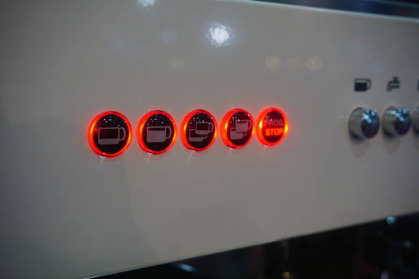 istock Close up of complicated expresso machine switch 692412942