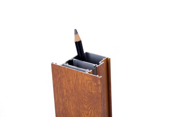 istock Aluminum profile with black pencil. Pencil holder 692412988