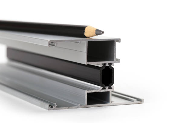 istock Aluminum profile with black pencil on white background. Design concept 692413028