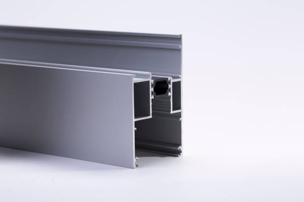 istock Aluminum profile cross section on white desk 692422456