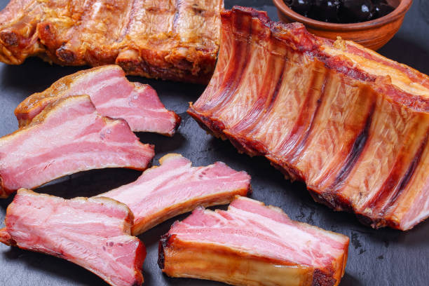 istock Delicious Smoked Pork Ribs on tray 692422804