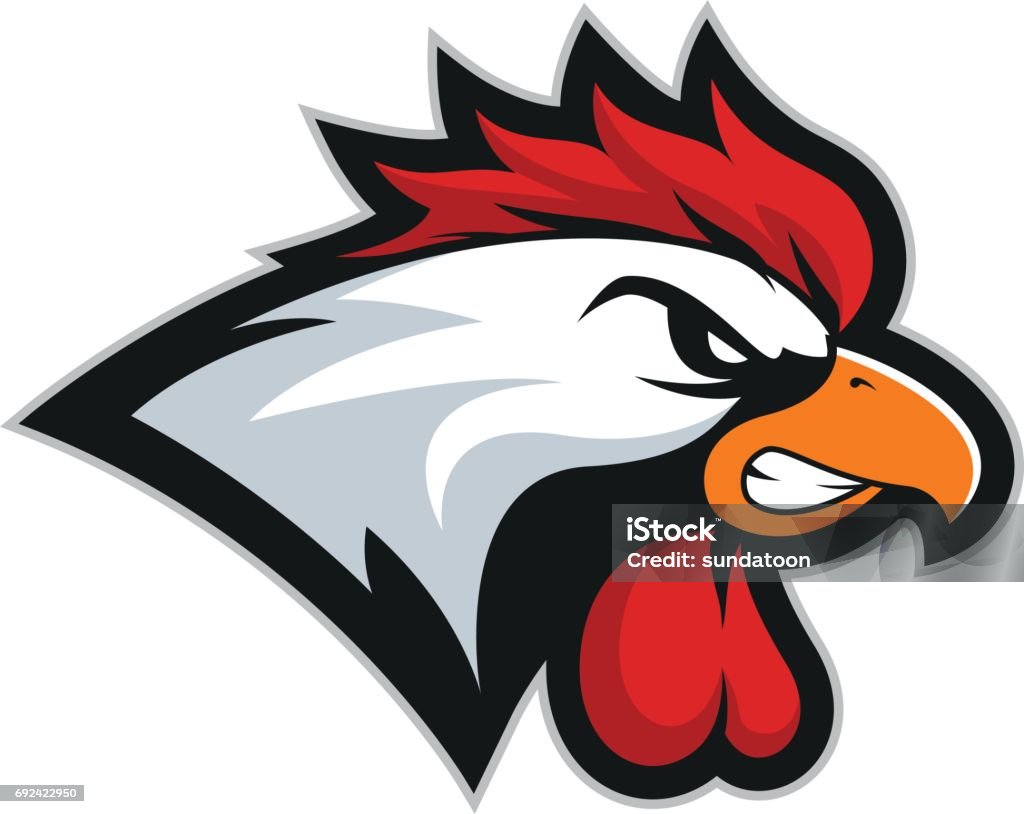 Mascota cabeza de gallo de pollo 2 - arte vectorial de Gallina - Ave de corral libre de derechos