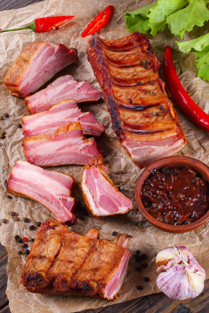 istock Delicious Smoked slab vertical view from above 692423096