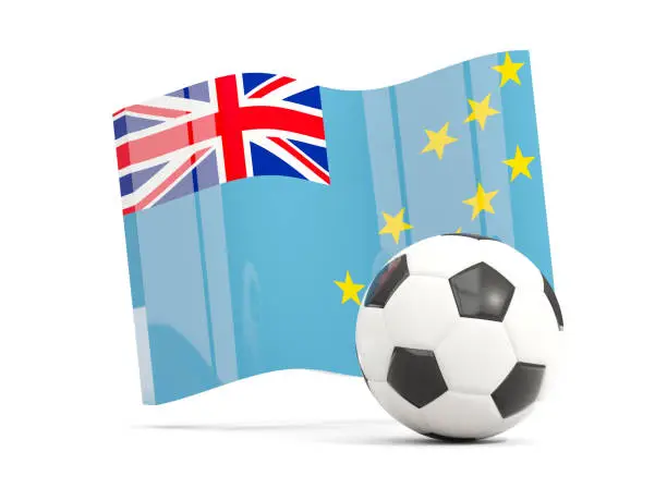 Photo of Football with waving flag of tuvalu isolated on white