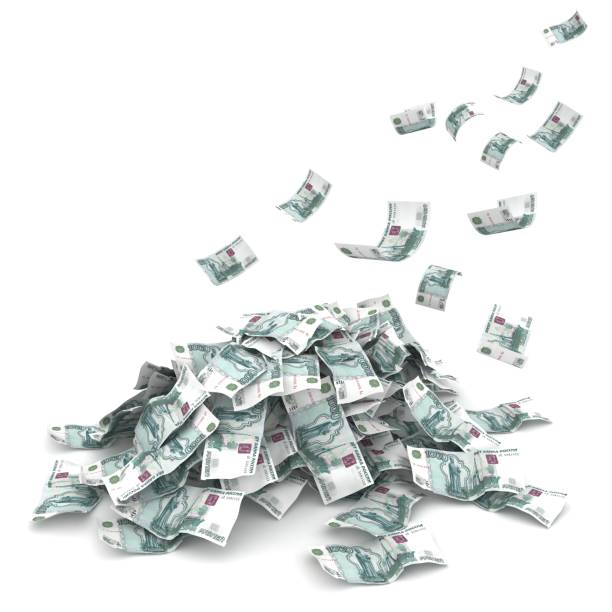 istock Russian ruble falling money down the drain 692426350