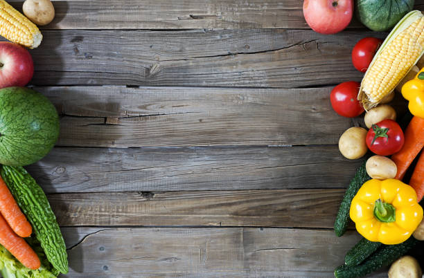 istock Fresh fruit and vegetable / food background 692435314