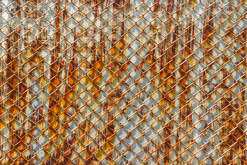 Rusty metal net cover rusty surface texture