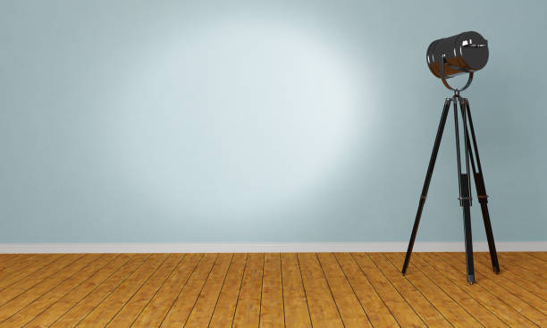 Empty Room With A Spotlight On A Tripod 3d Render Stock Photo - Download  Image Now - iStock