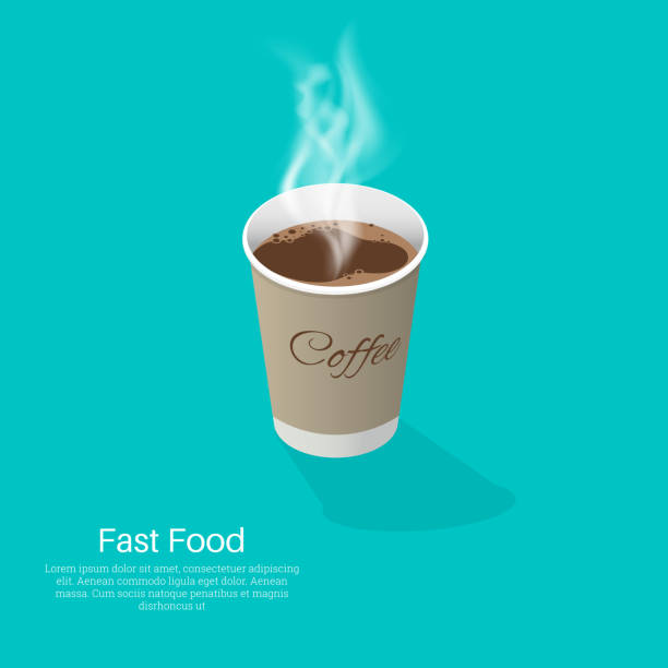 ilustraciones, imágenes clip art, dibujos animados e iconos de stock de papel o plástico - coffee coffee cup steam cup