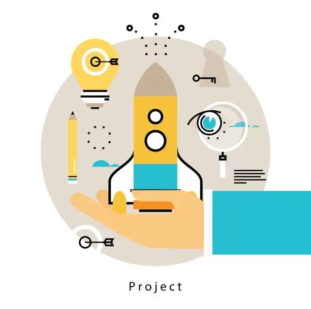 Vector illustration of Project startup flat vector illustration