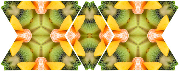 istock Abstract ornamental pattern from sweet fruits on white background 692455528