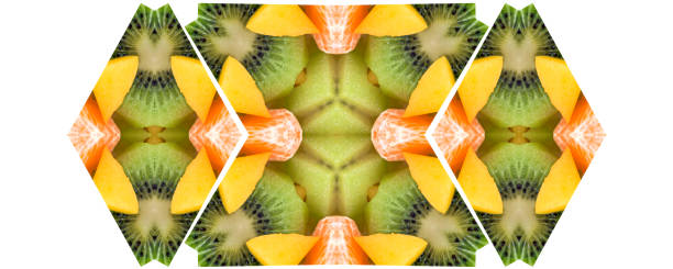 istock Abstract ornamental pattern from sweet fruits on white background 692455656