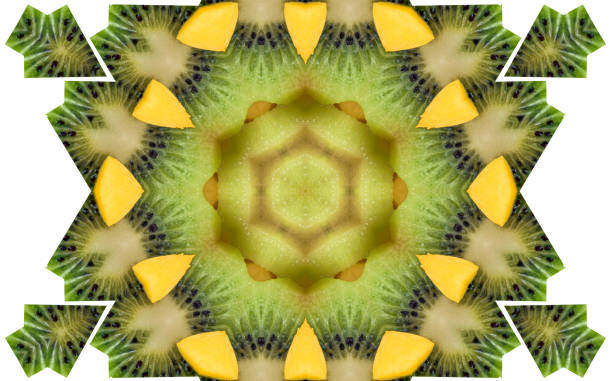istock Abstract ornamental pattern from sweet fruits on white background 692455794