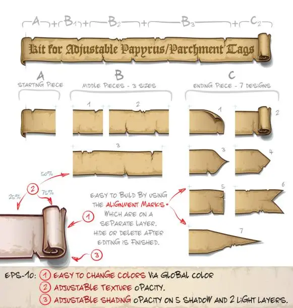 Vector illustration of Papyrus Tags Horizontal - Do It Yourself Kit