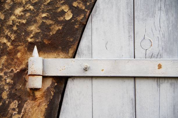 istock Old wooden door with iron fitting 692455990