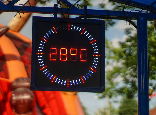istock temperature display in the children's Park on a hot summer day 692462672