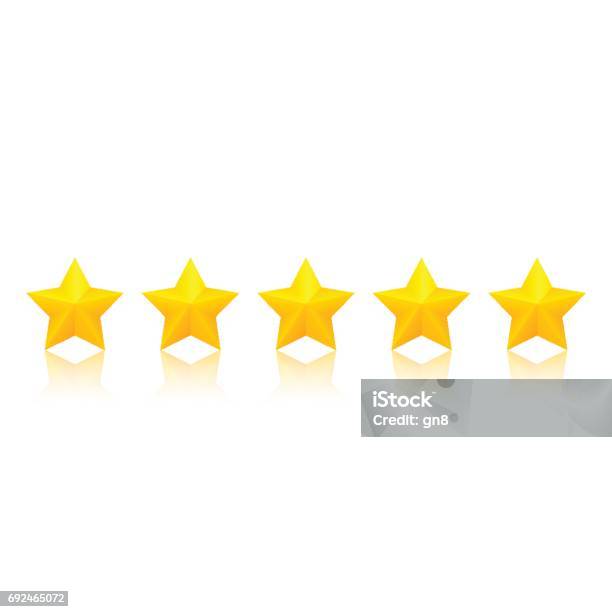 Five Golden Stars Stock Illustration - Download Image Now - First Class, Three Dimensional, Luxury Hotel