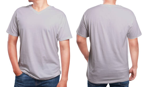 istock Gray V-Neck Shirt Design Template 692466056