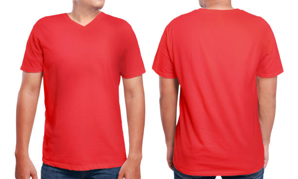 istock Red V-Neck Shirt Design Template 692466154