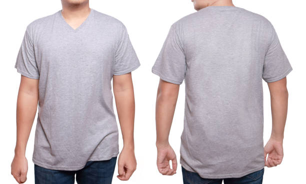 istock Misty Gray V-Neck Shirt Design Template 692469052