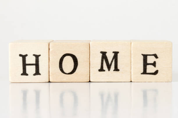 istock wooden cube written as HOME,word made with building blocks 692472992