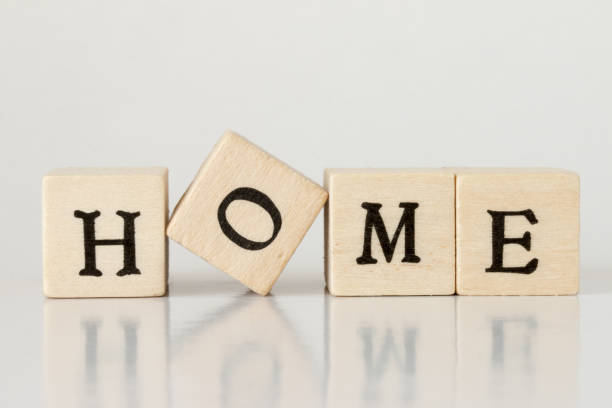 istock wooden cube written as HOME,word made with building blocks 692473122