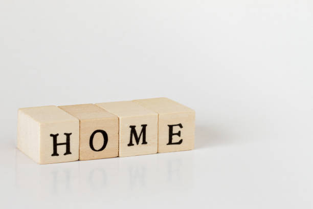 istock wooden cube written as HOME,word made with building blocks 692475430