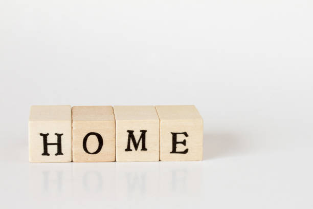 istock wooden cube written as HOME,word made with building blocks 692475436