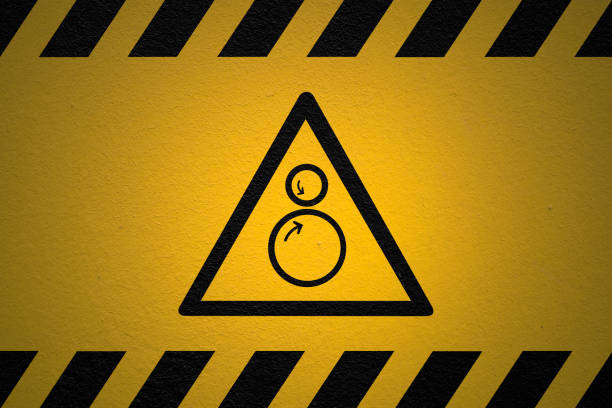Black striped yellow with a Entanglement hazard warning sign and a light effect to dramatize the whole.