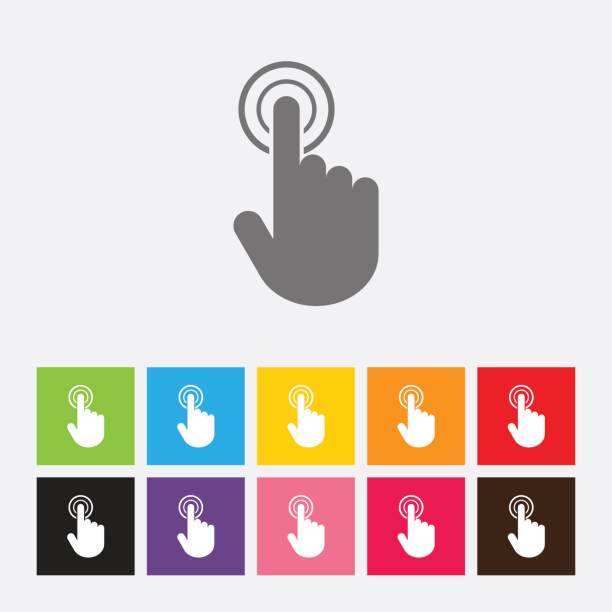 illustrations, cliparts, dessins animés et icônes de écran tactile icône - touchpad fingerprint touching human finger