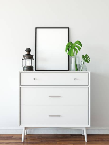 istock mock up posters in living room interior. Interior scandinavian style. 3d rendering, 3d illustration 692482866