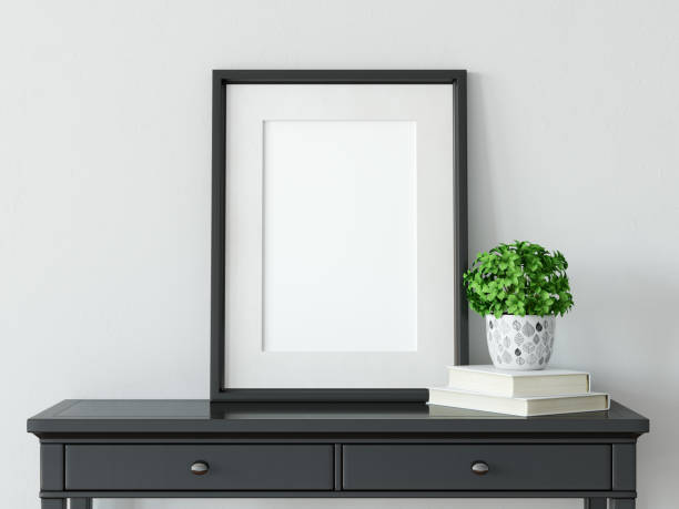 istock mock up posters in living room interior. Interior scandinavian style. 3d rendering, 3d illustration 692482868