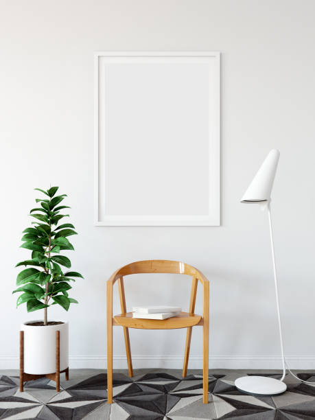 istock mock up posters in living room interior. Interior scandinavian style. 3d rendering, 3d illustration 692482872