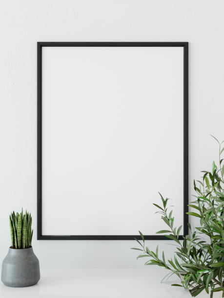 istock mock up posters in living room interior. Interior scandinavian style. 3d rendering, 3d illustration 692482892