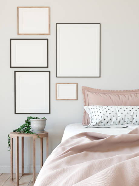 istock mock up posters in living room interior. Interior scandinavian style. 3d rendering, 3d illustration 692482910