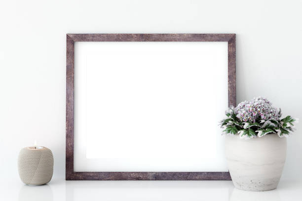 istock mock up posters in living room interior. Interior scandinavian style. 3d rendering, 3d illustration 692483414