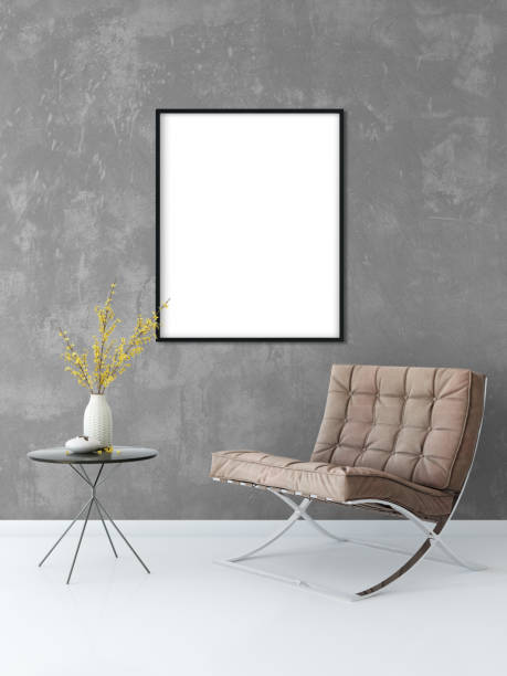 istock mock up posters in living room interior. Interior scandinavian style. 3d rendering, 3d illustration 692483448
