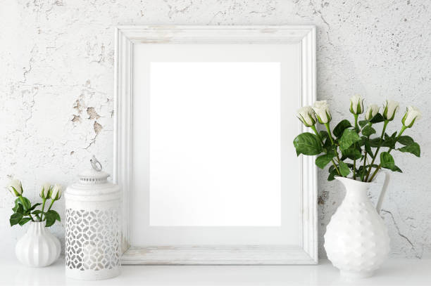 istock mock up posters in living room interior. Interior scandinavian style. 3d rendering, 3d illustration 692485682