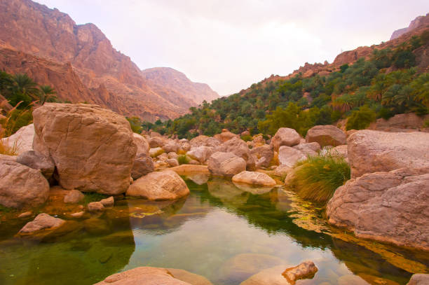 istock Mountain lake. The beautiful mountain scenery. Wadi Bani Khalid. Oman. 692490006
