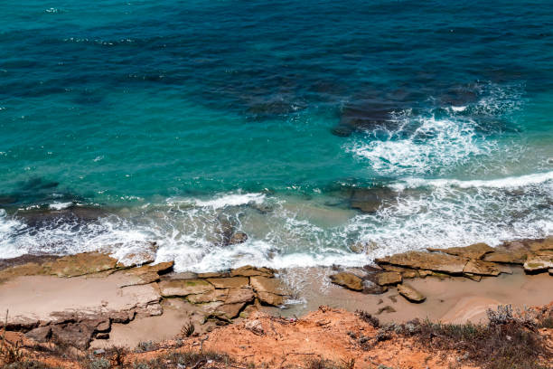 istock Top view of the sea shore 692496114