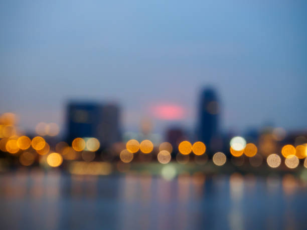 istock View of city night lights blurred bokeh background. 692502542
