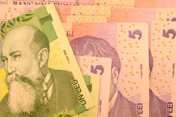 istock Close up Romanian currency note, LEI or LEU, Romania 692522958