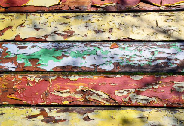 istock Old scrawled colorful wooden boards 692525738