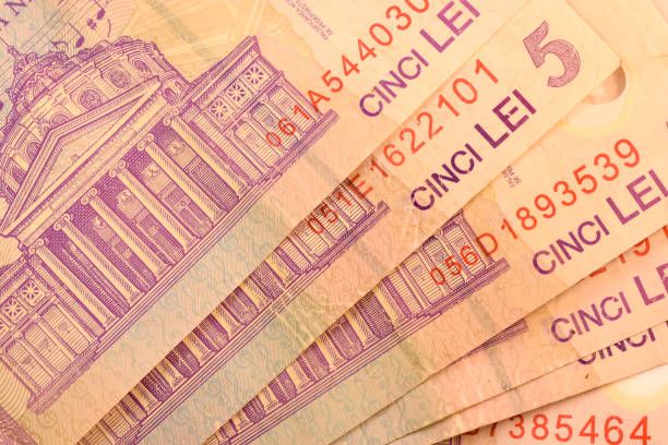 istock Close up Romanian currency note, LEI or LEU, Romania 692529520