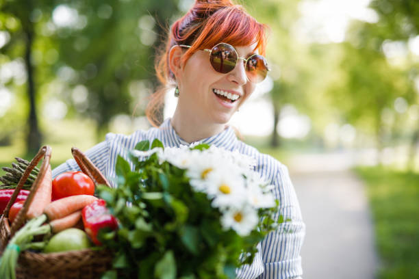 Young hipster woman gardening